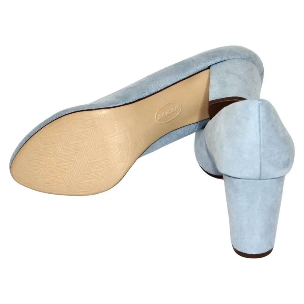 Baby Blue Suede Block Heel Pumps Size 8.5 NWT